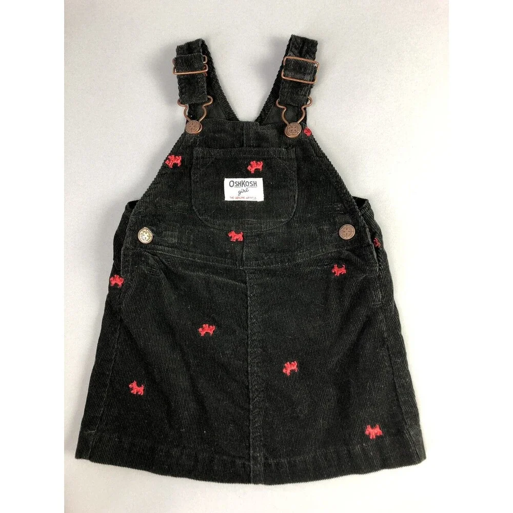 Girls Toddler 18 Month Dress OshKosh Vestbak Overalls Corduroy Scotty Puppies